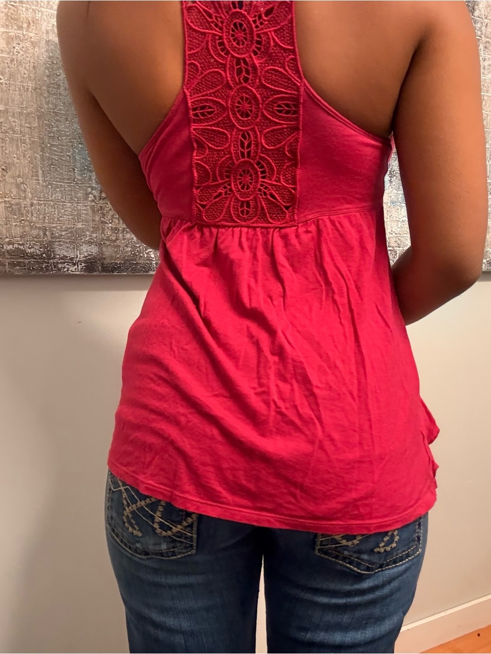 Pink Ruffle American eagle Cami Tank Top - Picture 2 of 4